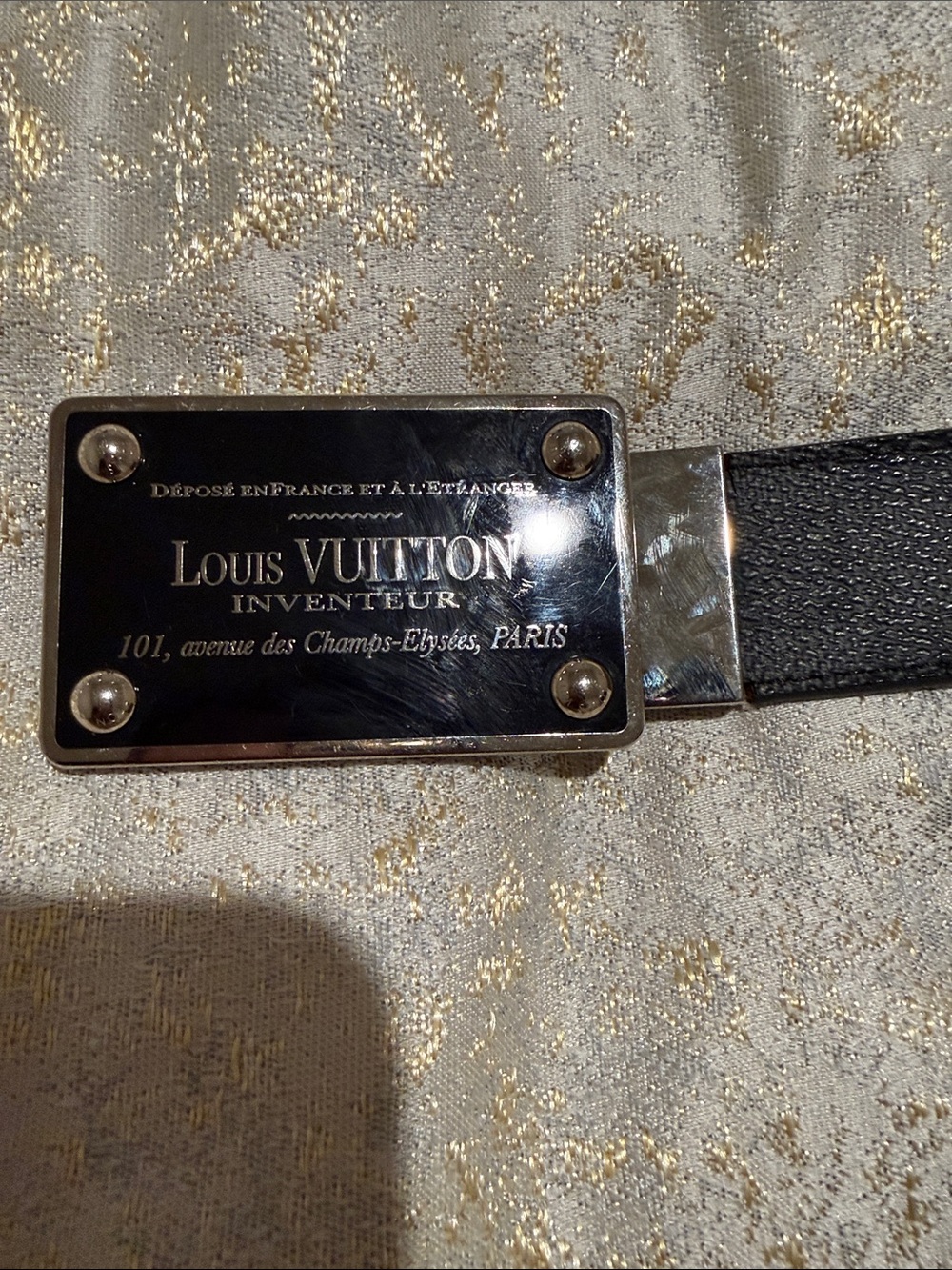 Louis Vuitton Inventeur Damier Graphite/Taiga Leather Reversible Men’s Belt